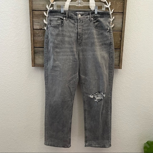 LOFT the 90’s straight‎ gray distressed curvy denim jeans size 30 10 NWT